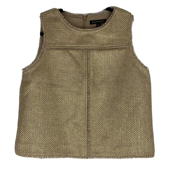 Banana Republic Womens Gold Blouse Size S Weave Textured Metallic Shell Top - Picture 1 of 8